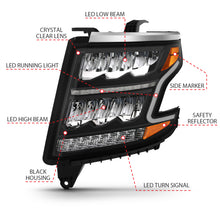 Load image into Gallery viewer, ANZO 15-20 Chevy Tahoe/Suburban LED Light Bar Style Headlights Black w/Sequential w/DRL w/Amber - eliteracefab.com