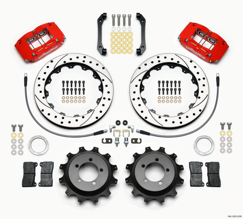 Wilwood Dynapro Radial Rear Kit 12.88in Drilled Red 2006-2007 Subaru WRX w/Lines Wilwood