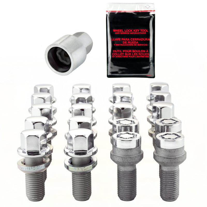 McGard 5 Lug Hex Install Kit w/Locks (Radius Seat Bolt) M14X1.5 / 17mm Hex / 27.5mm Shank L - Chrome