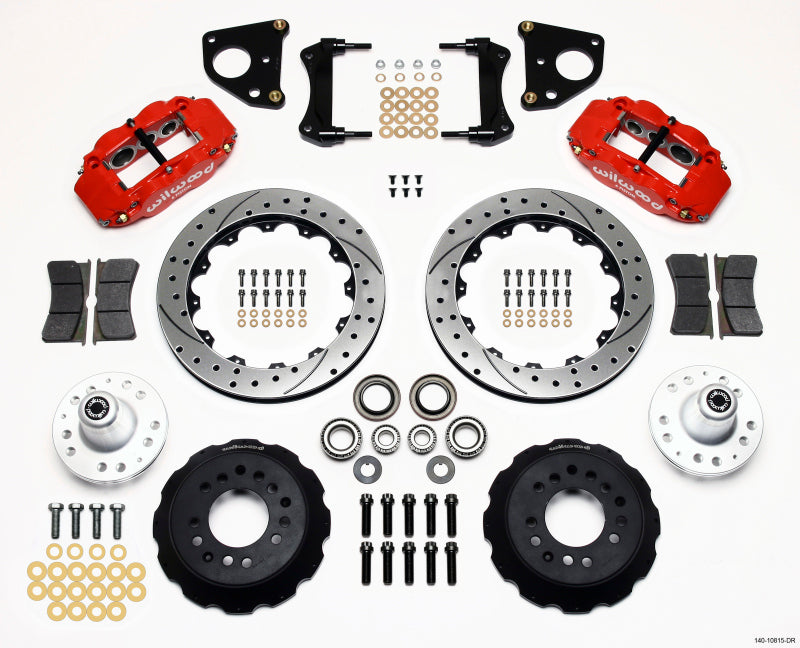 Wilwood Narrow Superlite 6R Front Hub Kit 12.88in Drilled Red 62-72 CDP B & E Body-Drum Wilwood