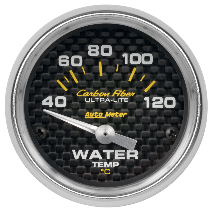 Autometer Carbon Fiber 52mm 40-120 Deg C Electronic Water Temp Gauge 4737-M