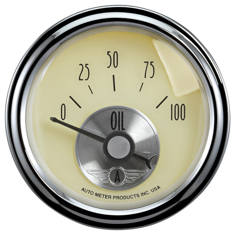 Autometer Prestige Series 2-1/16in 100 PSI Oil Presse Gauge (Antique Ivory) 2027