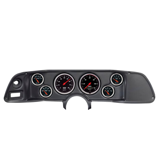 Autometer Designer Black 70-78 Camaro Dash Kit 6pc Tach / MPH / Fuel / Oil / WTMP / Volt 7022-DB