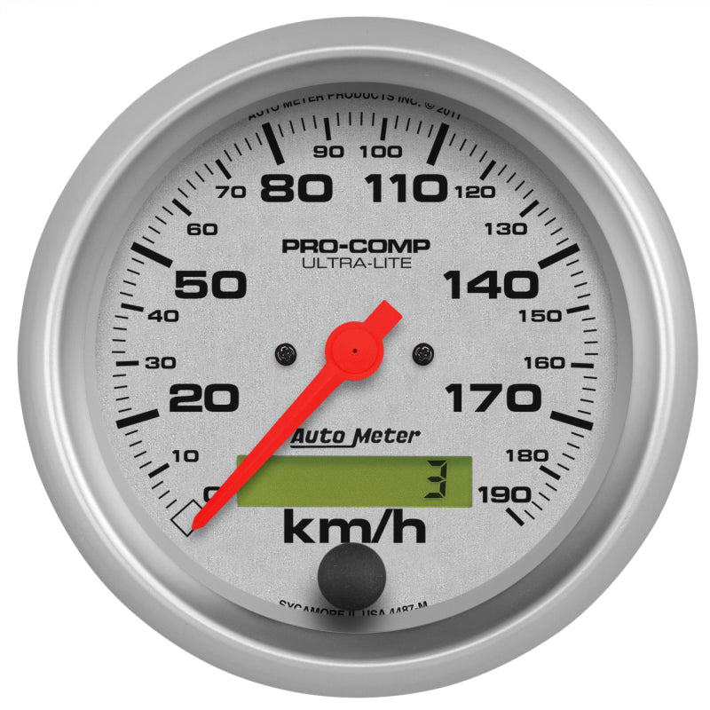 Autometer Ultra-Lite 3-3/8in Electronic 190 KPH Speedometer 4487-M