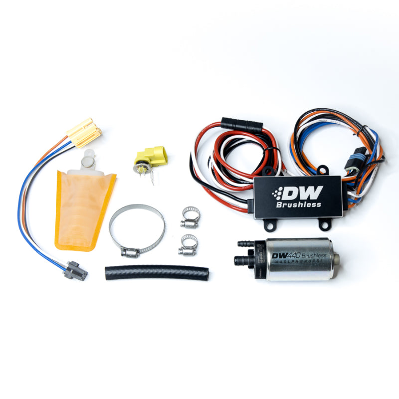 DeatschWerks DW440 440lph Brushless Fuel Pump Single/Dual Controller w/ Install Kit 93-07 Subaru WRX - eliteracefab.com