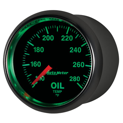 Autometer GS Series 2-1/16in Oil Temperature Gauge 140-280 Degrees Electric Full Sweep 3856