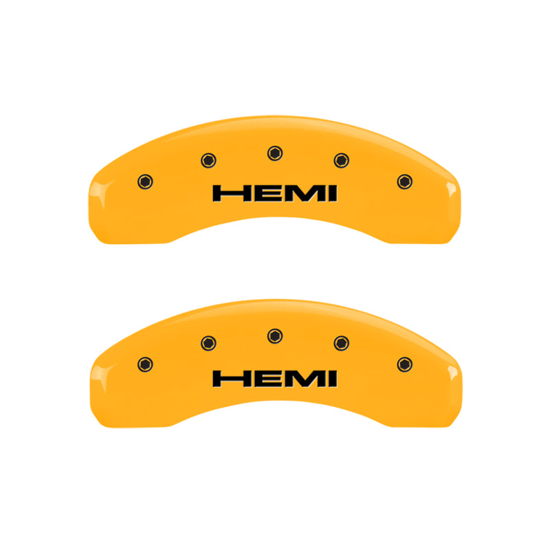 MGP 4 Caliper Covers Engraved Front & Rear Hemi Yellow Finish Black Char 2006 Jeep Commander MGP