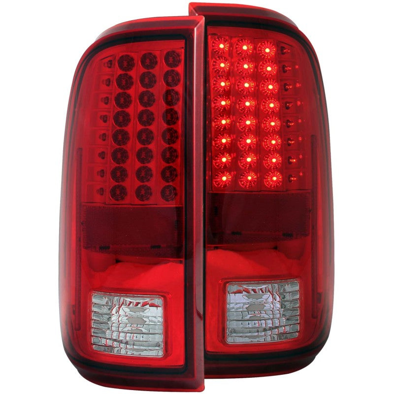 ANZO USA Ford F-250 / F-350 / F-450 / F-550 Super Duty Led Taillights Red/Clear; 2008-2015 - eliteracefab.com