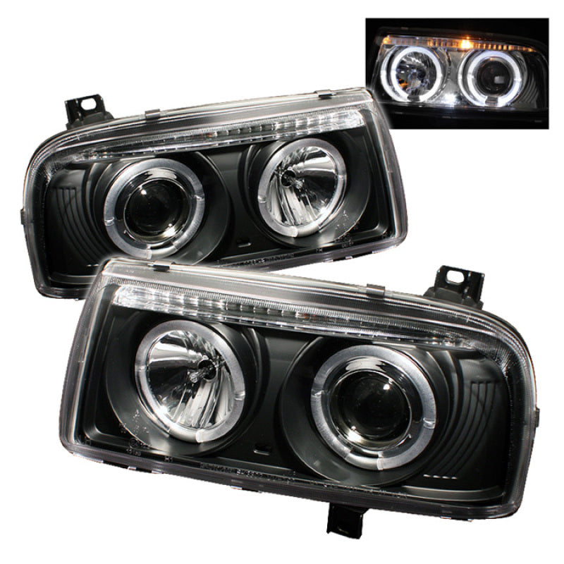 Spyder Volkswagen Jetta III 93-98 Projector Headlights LED Halo Blk High H1 Low H1 PRO-YD-VJ93-HL-BK - eliteracefab.com