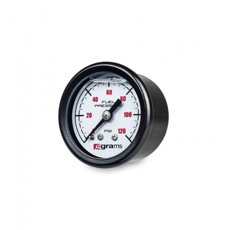 Grams Performance Universal 0-120 PSI Fuel Pressure Guage - White Face - eliteracefab.com