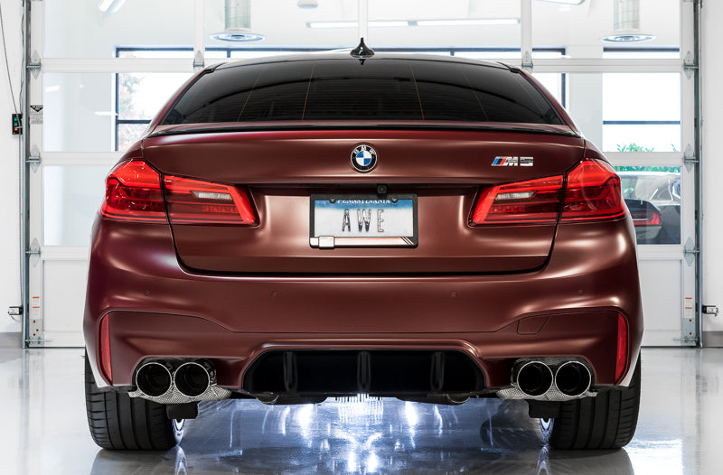 AWE Tuning 18-19 BMW M5 (F90) 4.4T AWD Axle-back Exhaust - Track Edition (Chrome Silver Tips) AWE Tuning