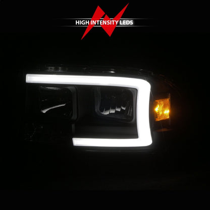 ANZO 97-04 Dodge Dakota/Durango Crystal headlight Set w/ Light Bar Black Housing - eliteracefab.com