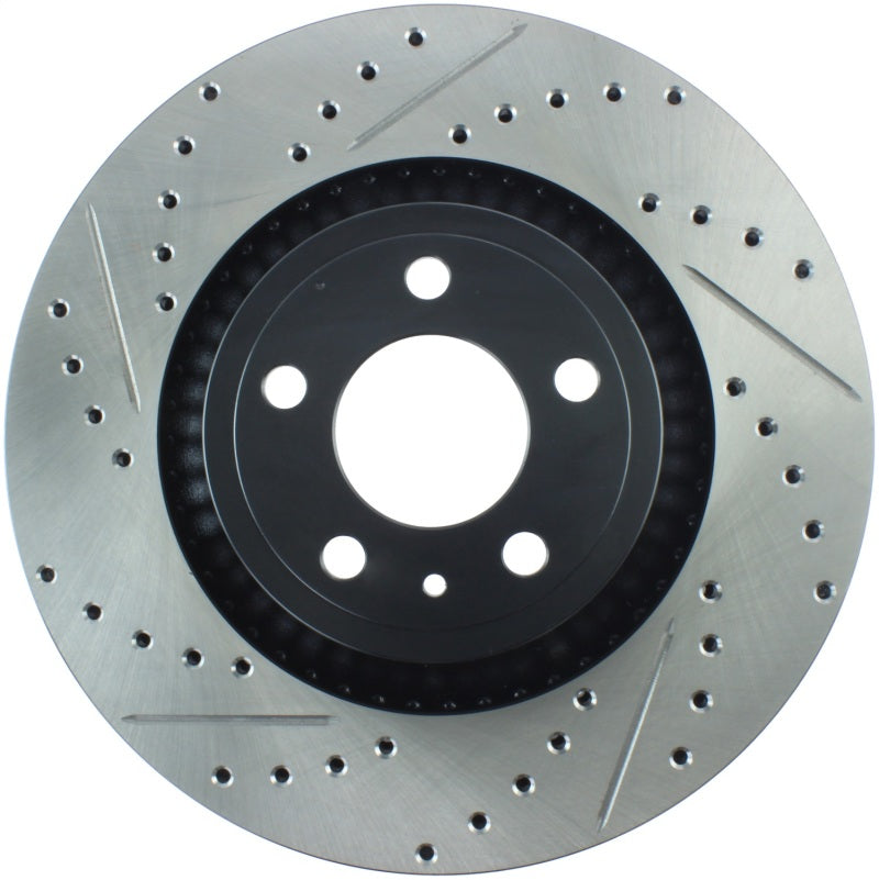 StopTech Slotted & Drilled Sport Brake Rotor - 2015 Ford Mustang Non-Brembo - Front Right - eliteracefab.com