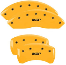 Load image into Gallery viewer, MGP 4 Caliper Covers Engraved Front &amp; Rear MGP Yellow Finish Black Char 2019 Chevrolet Blazer MGP