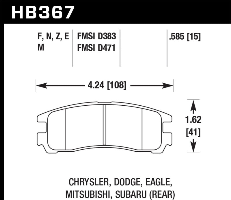 Hawk Performance HPS 5.0 Rear Brake Pads - HB367B.606