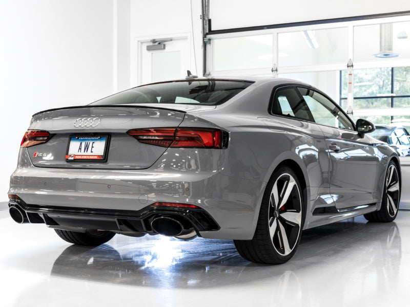 AWE Tuning Audi B9 RS 5 Sportback Touring Edition Exhaust-Resonated- Diamond Black RS Style Tips AWE Tuning