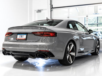 AWE Tuning Audi B9 RS 5 Sportback Touring Edition Exhaust-Resonated- Diamond Black RS Style Tips AWE Tuning