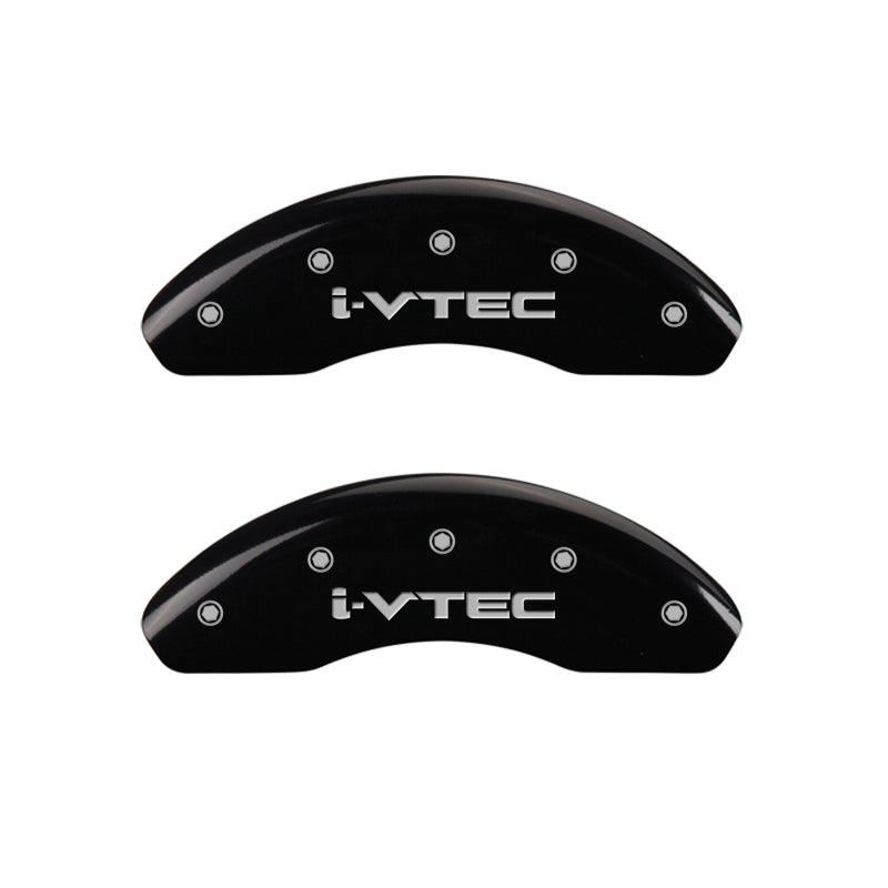 MGP 4 Caliper Covers Engraved Front & Rear I-Vtec Black Finish Silver Char 2010 Honda Civic MGP