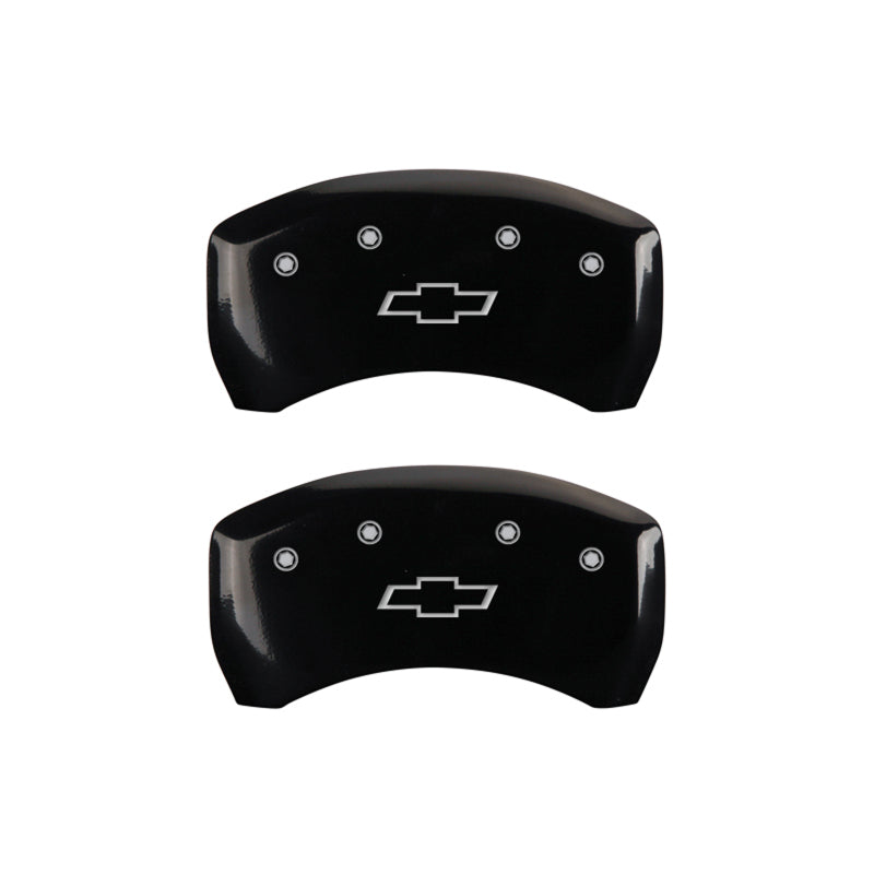 MGP 4 Caliper Covers Engraved Front & Rear Bowtie Black finish silver ch MGP