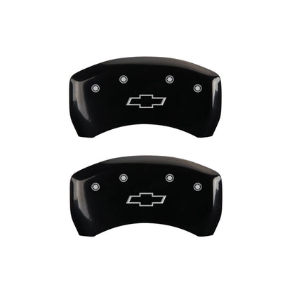 MGP 4 Caliper Covers Engraved Front & Rear Bowtie Black finish silver ch MGP