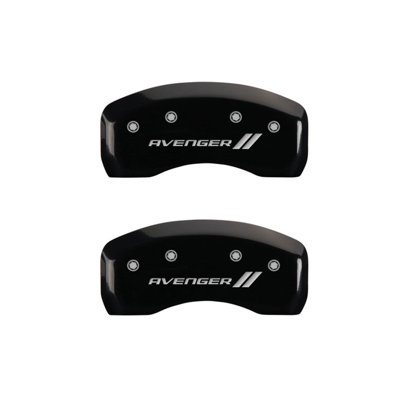 MGP 4 Caliper Covers Engraved Front & Rear With stripes/Avenger Black finish silver ch MGP