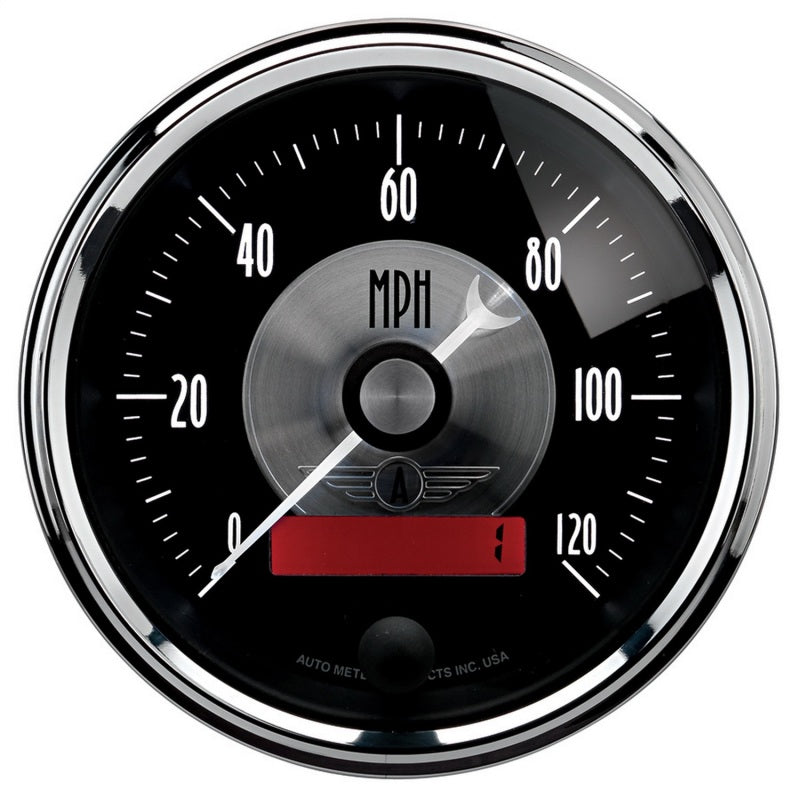 Autometer Prestige Series Black 3-3/8in 120mph Electric Programmable Speedometer w/LCD Odometer 2086