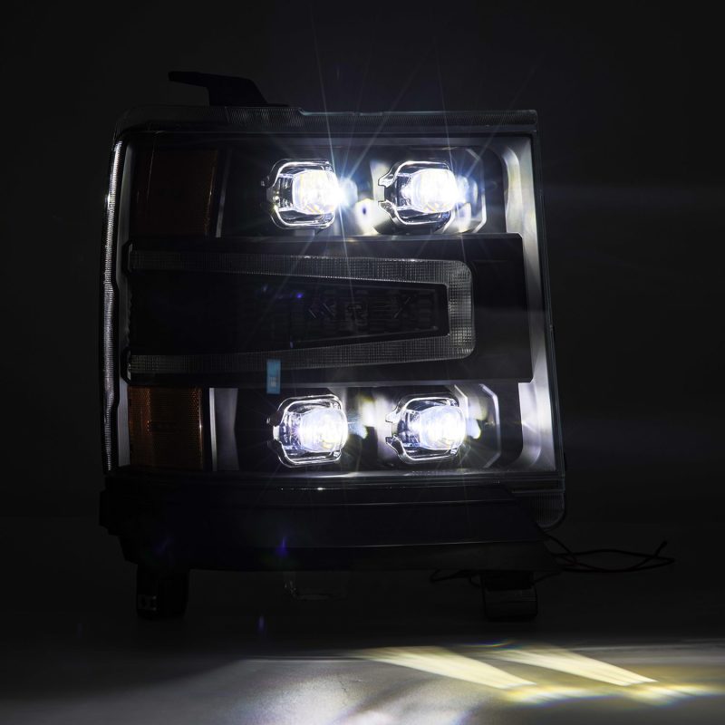 AlphaRex 880237 16-18 Chevy 1500HD NOVA-Series LED Proj Headlights BK w/Actv Lgt/SeqSig & DRL (Req 810023)