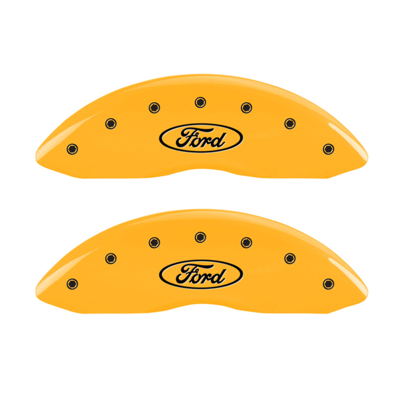 MGP 4 Caliper Covers Engraved F & R Oval Logo/Ford Yellow Finish Black Char 2002 Ford Crown Victoria MGP