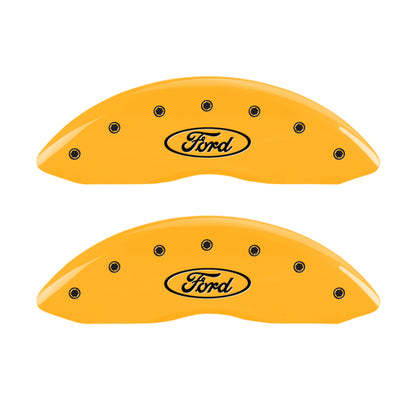 MGP 4 Caliper Covers Engraved F & R Oval Logo/Ford Yellow Finish Black Char 2003 Ford Crown Victoria MGP
