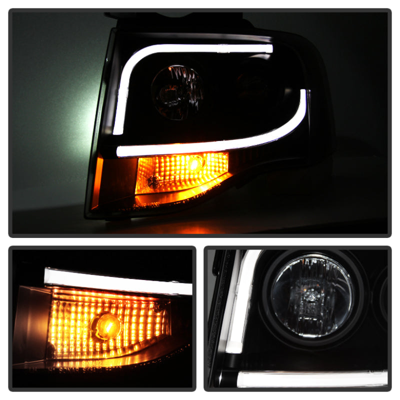 Spyder Ford Expedition 07-13 Projector Headlights Light Tube DRL Blk PRO-YD-FE07-LTDRL-BK - eliteracefab.com