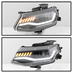 Spyder Chevy Camaro 16-18 Halogen Model Projector Headlights Black PRO-YD-CCAM16HALSI-SEQ-BK - eliteracefab.com