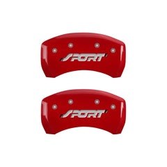 MGP 4 Caliper Covers Engraved Front & Rear SPORT Red finish silver ch - eliteracefab.com