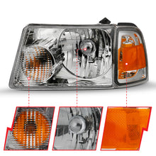 Load image into Gallery viewer, ANZO 2001-2011 Ford Ranger Crystal Headlight Chrome w/Corner Lights (OE Replacement) - eliteracefab.com