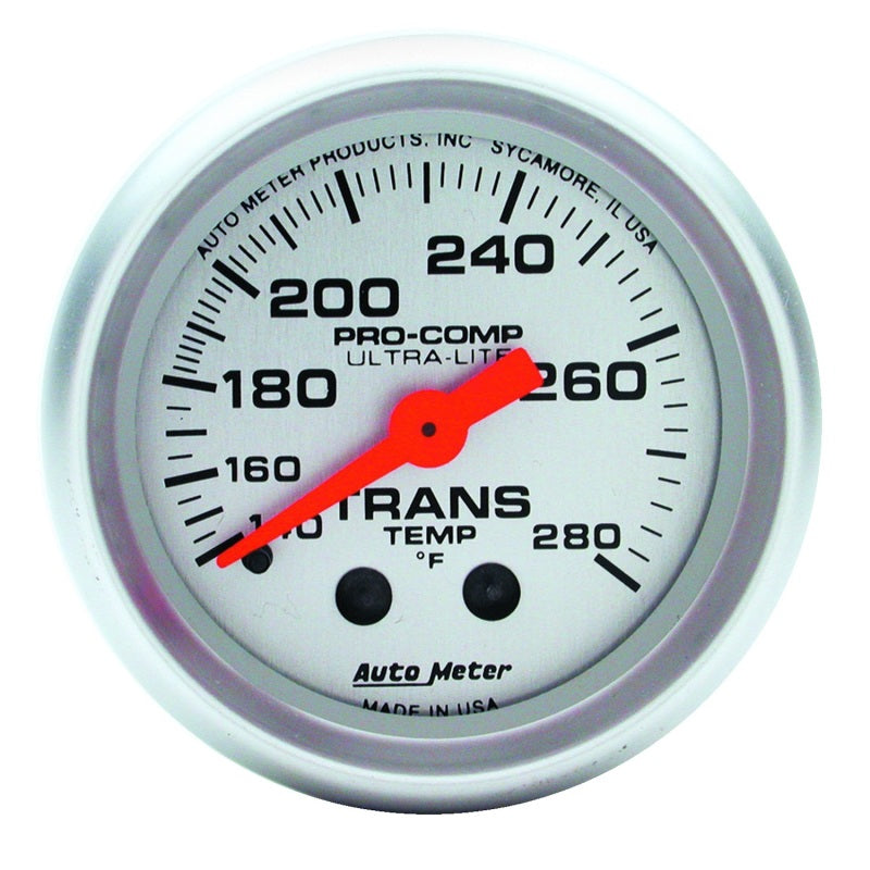 Autometer Ultra-Lite 52mm 140-280 Deg F Mechanical Transmission Temp Gauge 4351