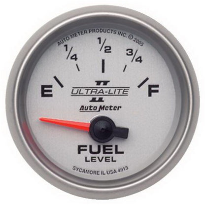 Autometer Ultra-Lite II 2-1/16in 0 OHMS Empty / 90 OHMS Full Electronic Fuel Level Gauge 4913