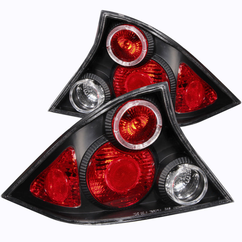 ANZO USA Honda Civic 2dr Taillights Black W/ Halo; 2001-2003 - eliteracefab.com