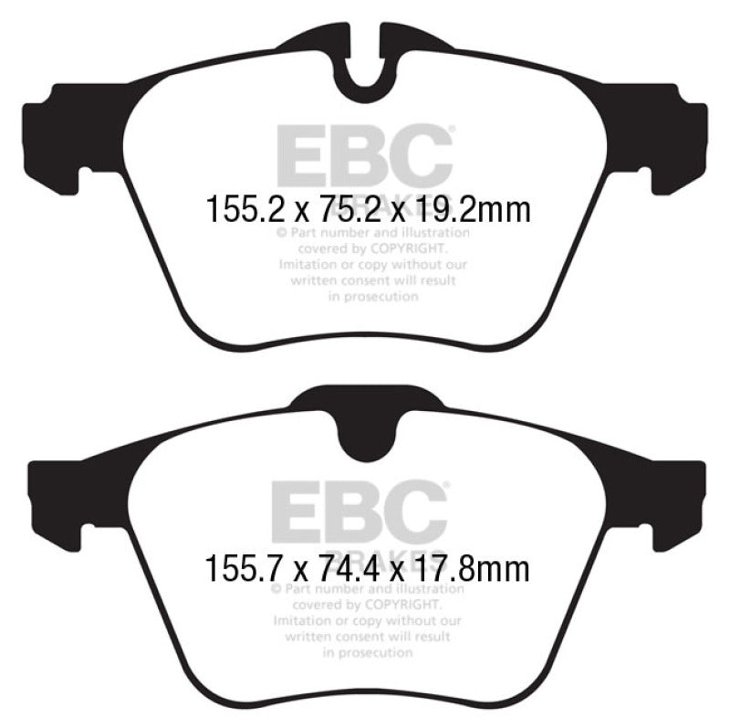EBC 13+ Jaguar F-Type (Cast Iron Rotors Only) 3.0 Supercharged (340) Redstuff Front Brake Pads - eliteracefab.com
