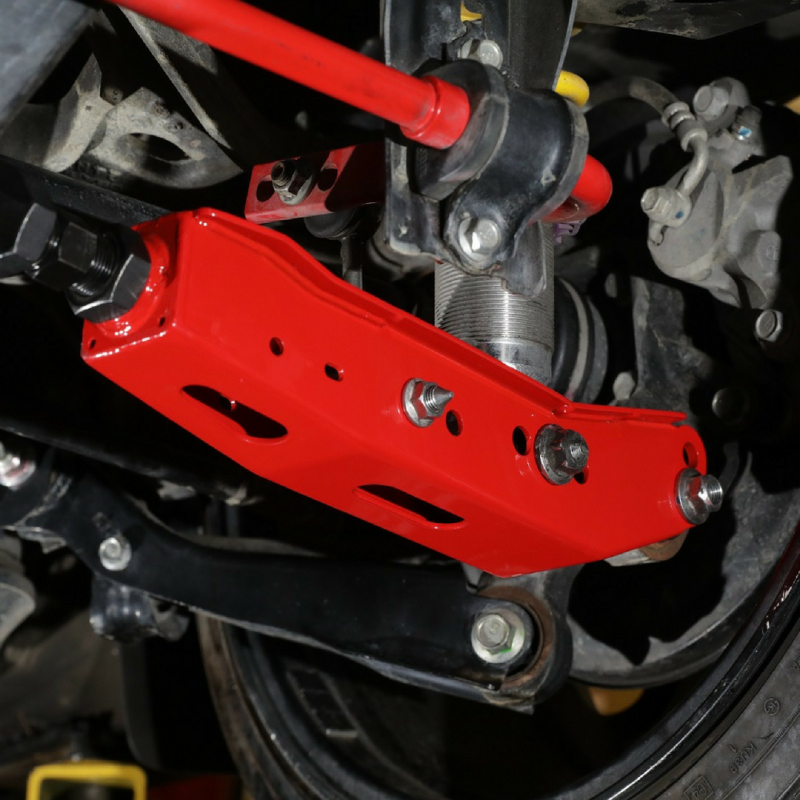 REAR LOWER CONTROL ARMS - AFTERMARKET END LINKS REQUIRED - TOYOTA 86 / SCION FR-S / SUBARU BRZ - Red - eliteracefab.com