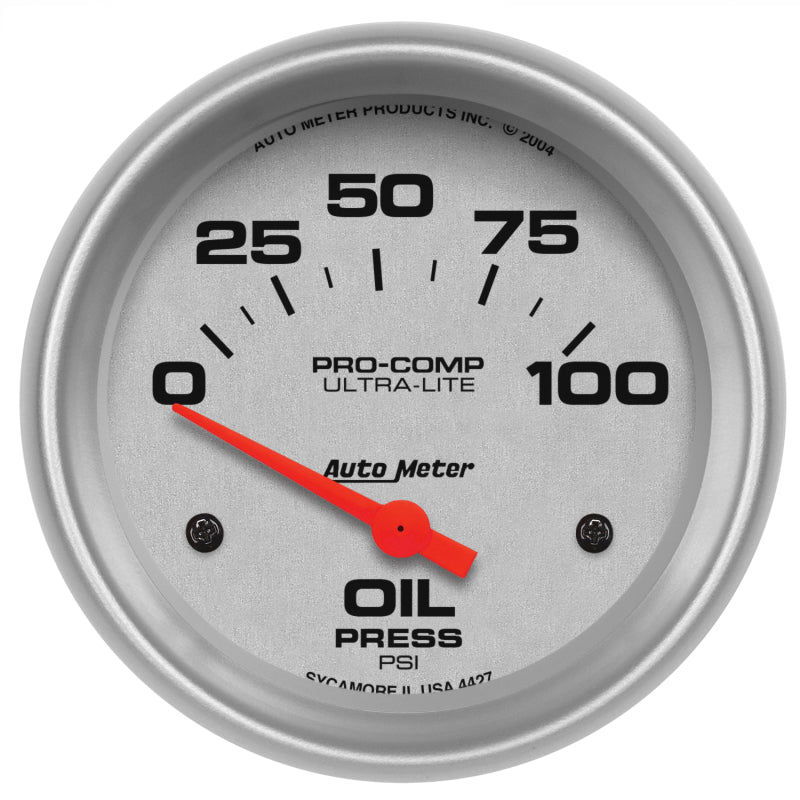 Autometer Ultra-Lite 66.7mm Short Sweep Electronic 0-100 PSI Oil Pressure Gauge 4427