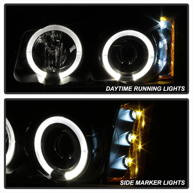 Spyder Chevy Silverado 1500 03-06 Projector LED Halo LED Amber Reflctr Blk PRO-YD-CS03-AM-BK - eliteracefab.com