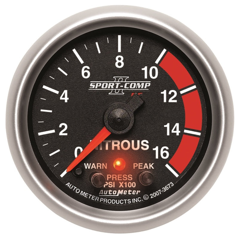 Autometer Sport-Comp II Pro Control 52mm 1600 PSI Nitrous Pressure Gauge 3673