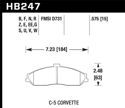 Hawk 97-06 Corvette (incl C5 Z06) HPS Street Front Brake Pads - eliteracefab.com