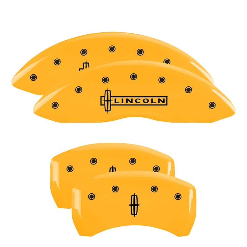 MGP 4 Caliper Covers Engraved Fr Lincoln Rr Star Logo Yellow Finish Blk Char 2003 Lincoln Navigator MGP