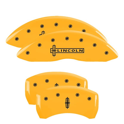 MGP 4 Caliper Covers Engraved Fr Lincoln Rr Star Logo Yellow Finish Blk Char 2002 Lincoln Navigator MGP