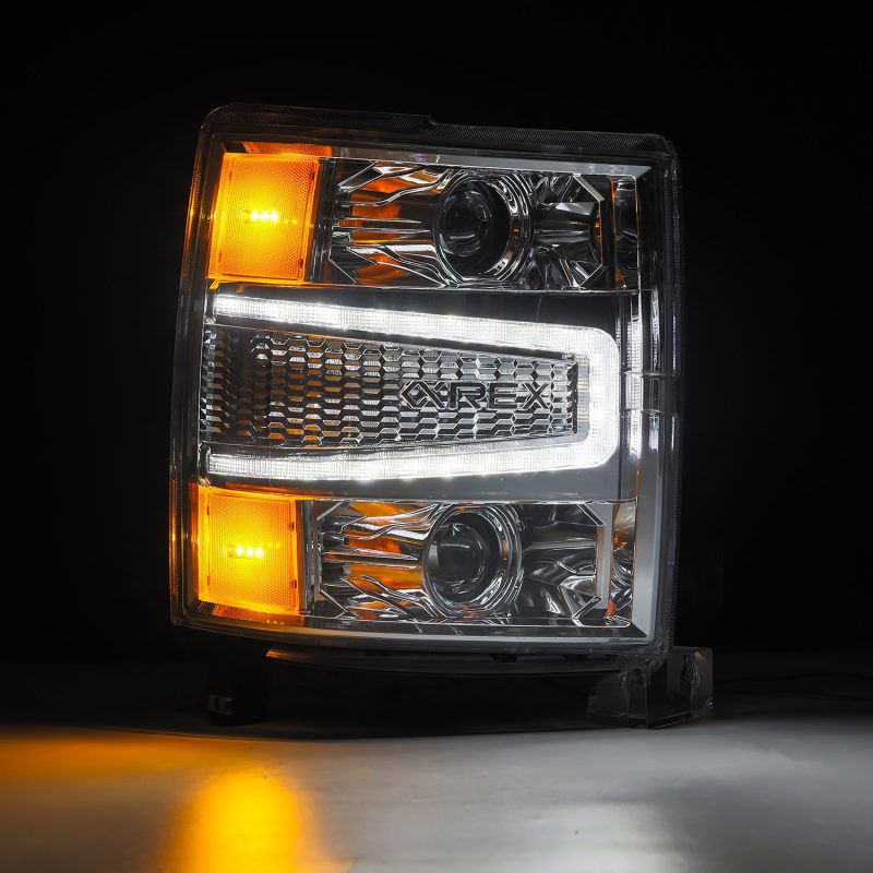 AlphaRex 880246 14-15 Chevy 1500 PRO-Series Projector Headlights Chrome w/Sequential Signal &  DRL