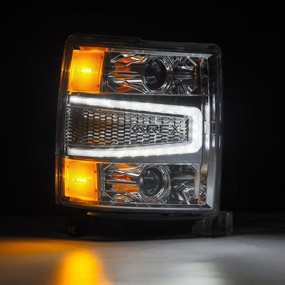 AlphaRex 880246 14-15 Chevy 1500 PRO-Series Projector Headlights Chrome w/Sequential Signal &  DRL