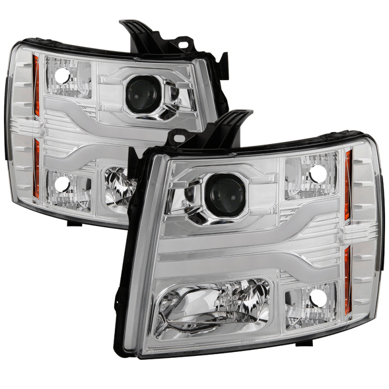 Spyder Chevy Silverado 1500 07-13 Version 3 Projector Headlights - Chrome PRO-YD-CS07V3-LBDRL-C - eliteracefab.com