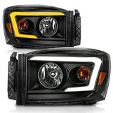 Anzo DODGE RAM 1500 06-08 / 2500/3500 06-09 CRYSTAL SWITCHBACK C BAR HEADLIGHTS BLACK - 111526