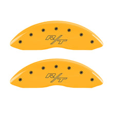 Load image into Gallery viewer, MGP 4 Caliper Covers Engraved Front &amp; Rear Vintage Style/RT Yellow finish black ch MGP