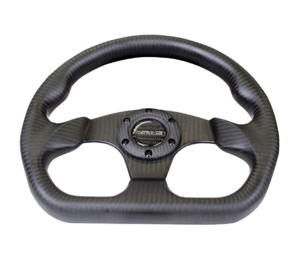 NRG Carbon Fiber Steering Wheel (320mm) Flat Bottom Matte Black Carbon - ST-009CF/MB